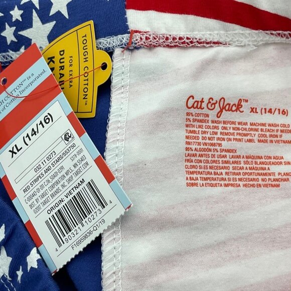 Cat & Jack Red White Blue Stripes & Stars Capri Leggings Girls XL (14/16) NWT - Picture 3 of 5
